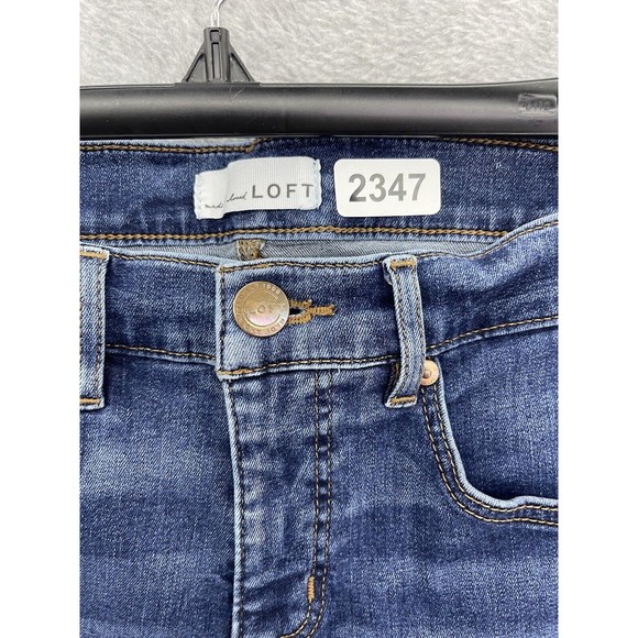 LOFT Ann Taylor Women's Blue Denim Jeans Size 4 Medium Wash Blend Skinny Crop - Picture 11 of 13